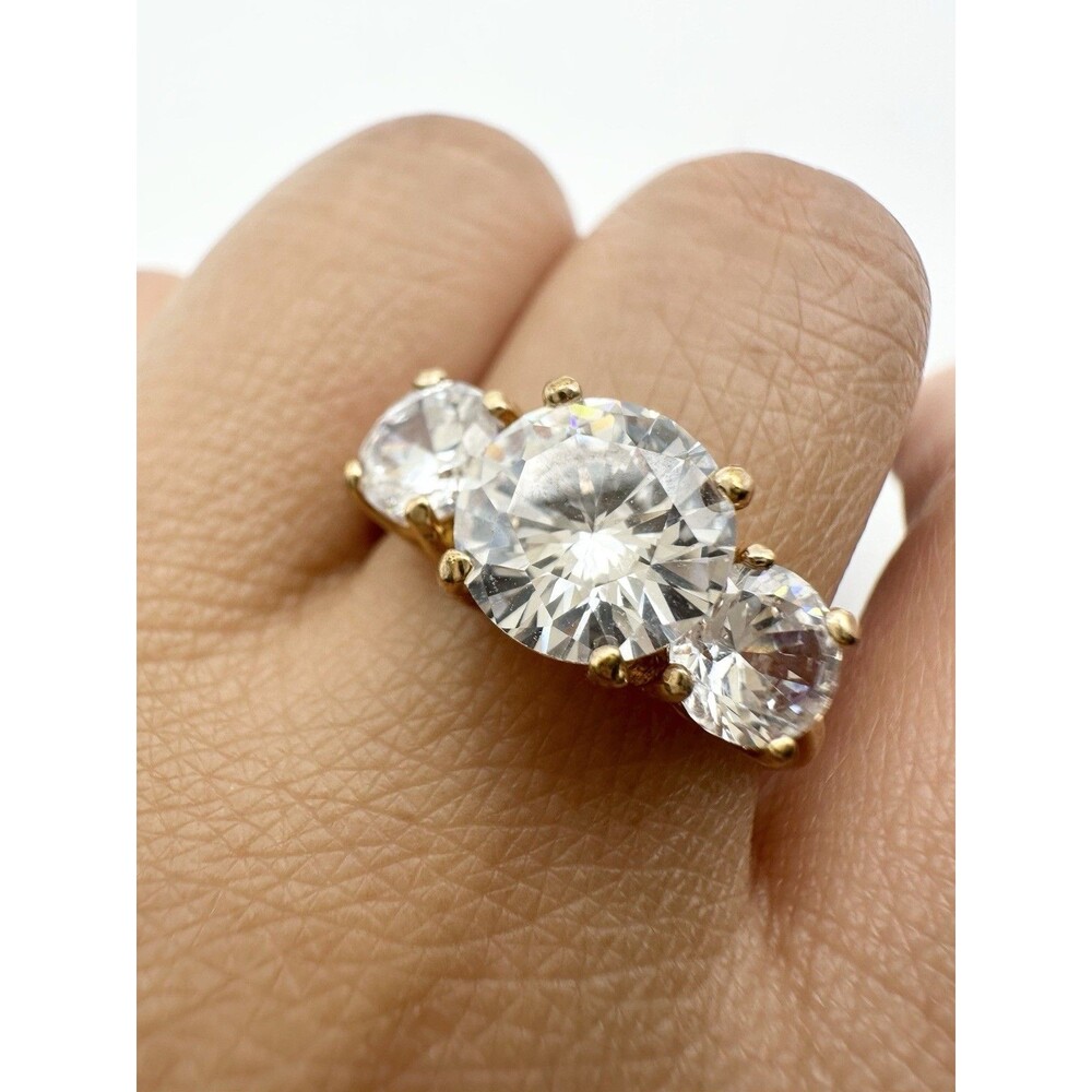 Gold Plated Cubic Zirconia Cocktail Ring Size 7.5